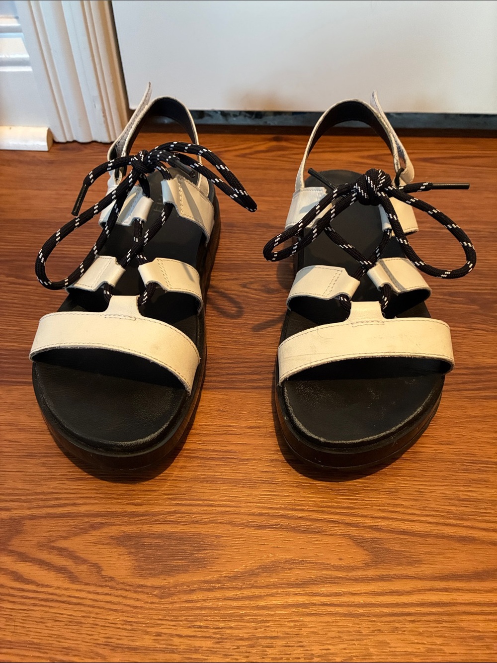Sorel Women's Black and White Lace-Up Sport Sandals